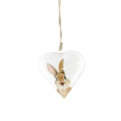 Metal hanger heart motif: rabbit, 16 x 2 x 15 cm, white foil, 813634