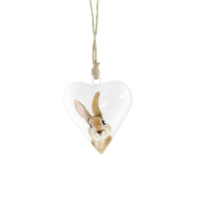 Metal hanger heart motif: rabbit, 12 x 2 x 11 cm, white foil, 813641