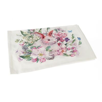 Chemin de table en tissu motif Pâques, 40 x 120 x 0,5 cm, rose/blanc, 814402