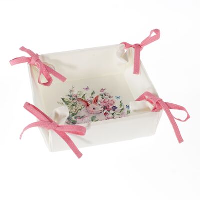 Fabric bread basket Easter design, 25 x 25 x 10 cm, pink/white, 814426