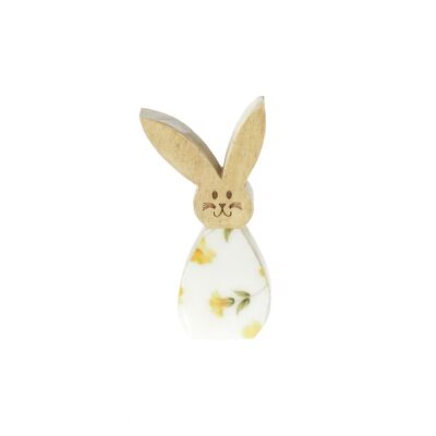 Mango wood bunny floral design, 15 x 1.5 x 7.5 cm, yellow, 817359