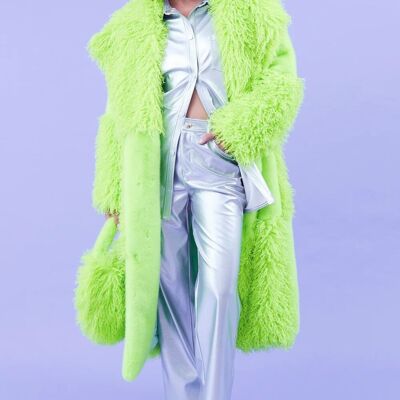 Green Faux Mongolian Fur Bamboo Coat