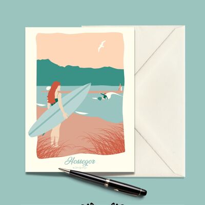 HOSSEGOR Die Surfer-Postkarte – 15 x 21 cm