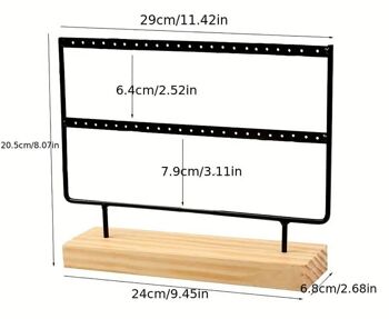 Boîte à bijoux de table moderne en métal avec base en bois pour boucles d'oreilles de couleur noire. 29x20.5 cm SD-097A 2