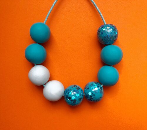 Sparkly turquoise clay necklace