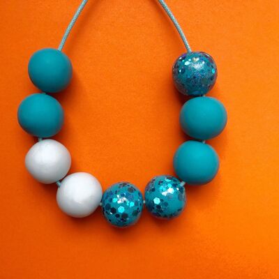 Sparkly turquoise clay necklace