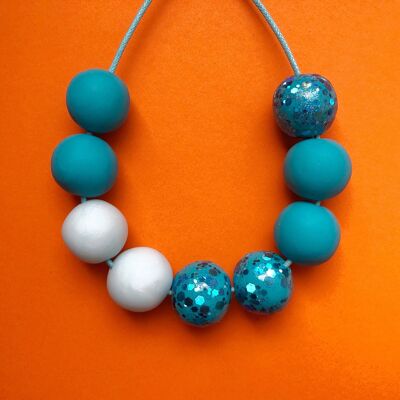 Collier argile turquoise scintillante