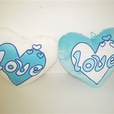 Heart Plush Love Blue/White