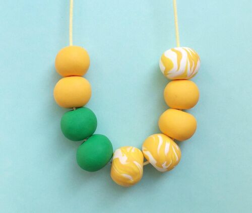 Yellow & green polymer clay statement necklace