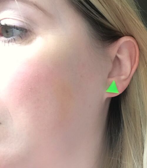 Neon green triangle earrings