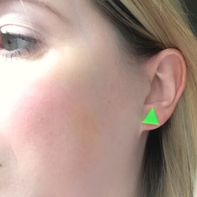 Neon green triangle earrings