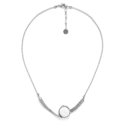 OZAKA-Halskette aus weißem Perlmutt