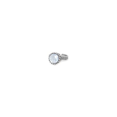 OZAKA verstellbarer Ring aus weißem Perlmutt, kleines Modell