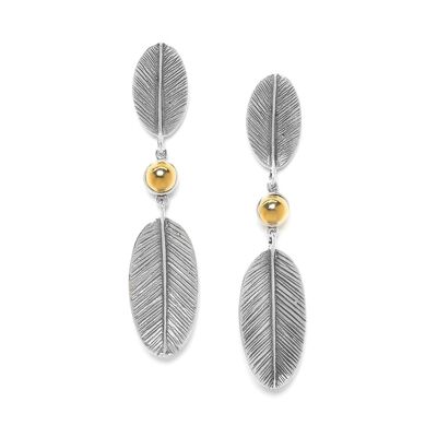 SWAN    boucles d'oreilles poussoir 2 plumes