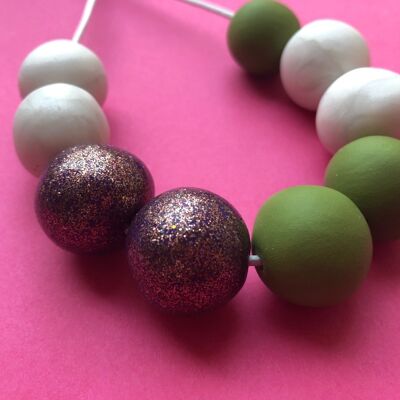 Bronze/purple & sage green necklace