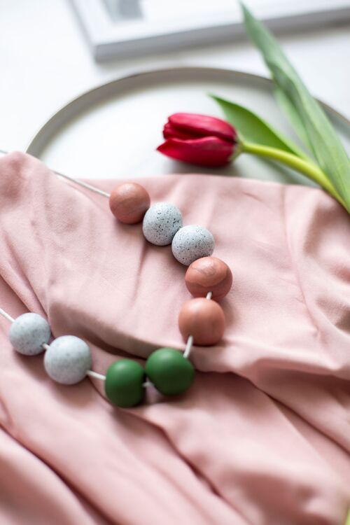 Rose pink, stone & sage green necklace