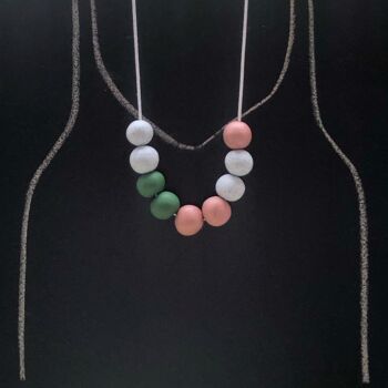 Collier rose rose, pierre et vert sauge 10