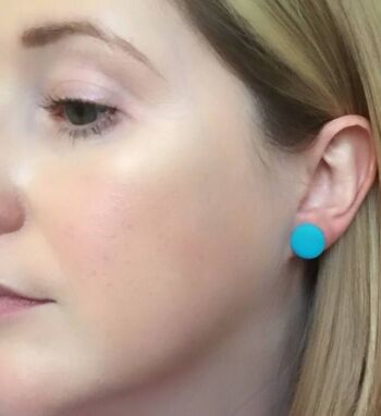 Boucles d'oreilles cercle en argile turquoise 1