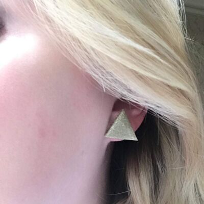Giant gold triangle earrings