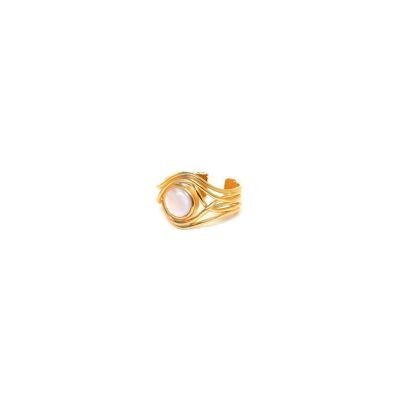 Verstellbarer TYPHOON-Ring aus goldweißem Perlmutt