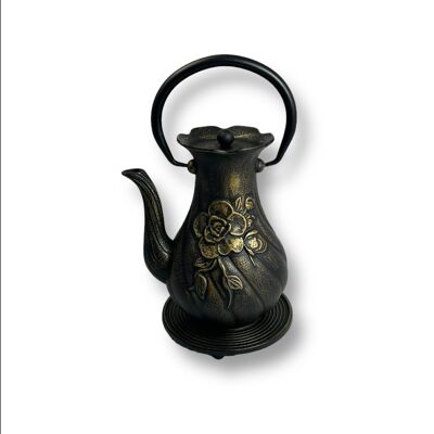 Teapot coffee pot cast iron 1.0l in black