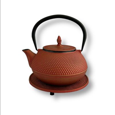 Arare cast iron teapot, 1st century.2l in red