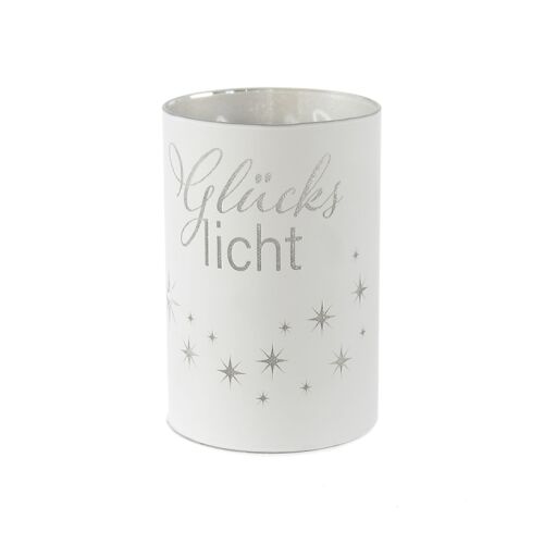 Glas-Zylinder Glückslicht LED, Ø 10 x 15 cm, weiß, Timerfunktion 6/18 Std., geeignet für 3xAA, 800993