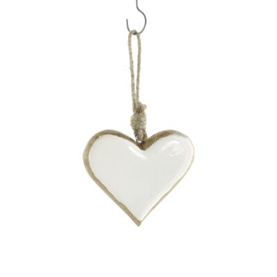 Mango wood hanger heart, 9 x 1.5 x 10cm, white, 801310