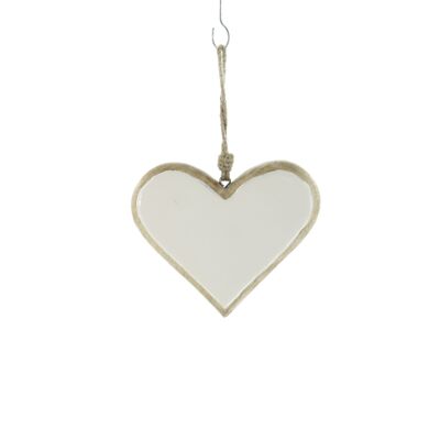 Mango wood hanger heart, 13 x 2.5 x 15.5cm, white, 801327
