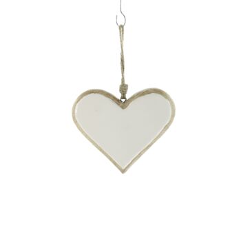 Coeur de suspension en bois de manguier, 13 x 2,5 x 15,5 cm, blanc, 801327 1