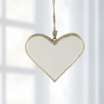 Coeur de suspension en bois de manguier, 13 x 2,5 x 15,5 cm, blanc, 801327 2