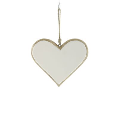 Coeur de suspension en bois de manguier, 18 x 2,5 x 20 cm, blanc, 801334