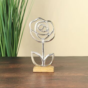 Rosace en aluminium sur pied, 10 x 3,5 x 22 cm, argent/naturel, 801402 2