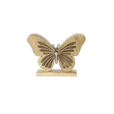 Mariposa de madera de mango, 20,5 x 3,5 x 15 cm, natural/plata, 801440