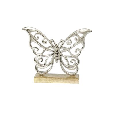 Farfalla in alluminio, 20 x 3,5 x 16,5 cm, argento/naturale, 801464