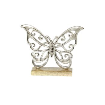 Papillon en aluminium, 20 x 3,5 x 16,5 cm, argent/naturel, 801464 1