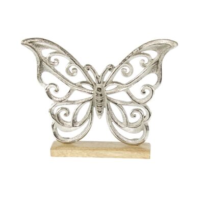 Farfalla in alluminio, 25 x 3,5 x 19,5 cm, argento/naturale, 801471