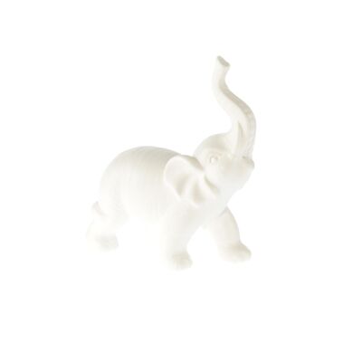 Elefante de porcelana de pie, 13,5 x 6,5 x 14,5 cm, blanco mate, 805080