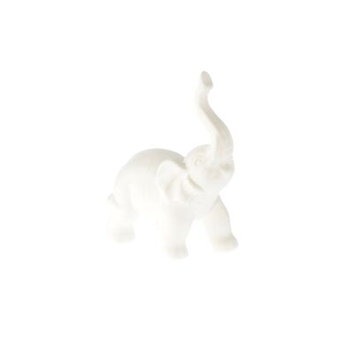 Elefante de porcelana de pie, 8 x 4,5 x 10,5 cm, blanco mate, 805097