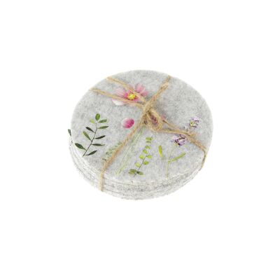 Felt glass coasters set of 4, Ø 10 x 0.5 cm, gray, 806100