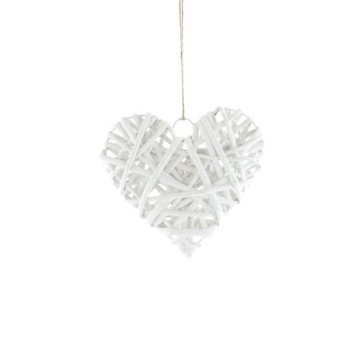 Rattan hanger heart, 15 x 1 x 15 cm, white, 806193