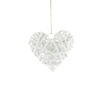 Coeur de suspension en rotin, 15 x 1 x 15 cm, blanc, 806193 1