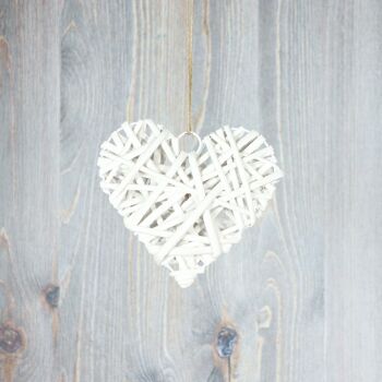 Coeur de suspension en rotin, 15 x 1 x 15 cm, blanc, 806193 2