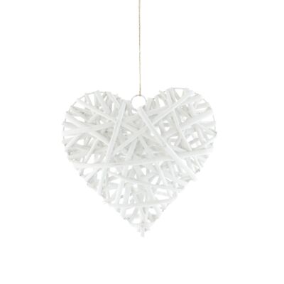 Rattan hanger heart, 20 x 1 x 20 cm, white, 806209