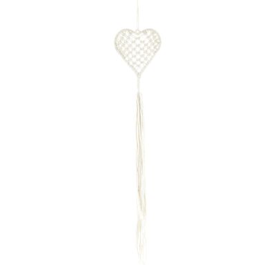 Appendiabiti in cotone macramè cuore, H 90 cm, beige, 806261