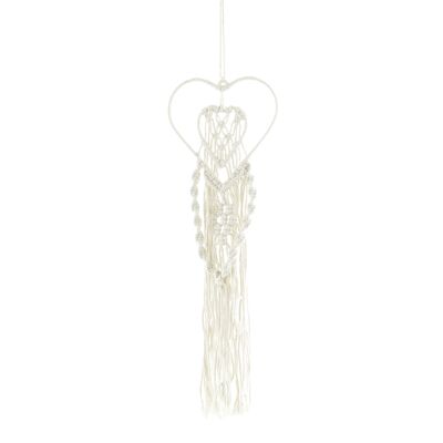 Cotton hanger macrame 2 hearts, H 70 cm, beige, 806278