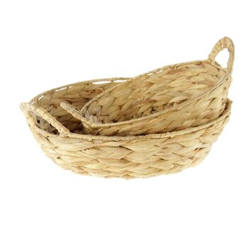 Panier rond en jonc de mer, lot de 2, Ø28x12cm/Ø35x14cm, coloris naturel, 806537 1