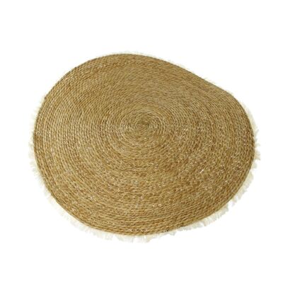 Seagrass doormat round woven, Ø 80 x 1 cm, natural color, 806759