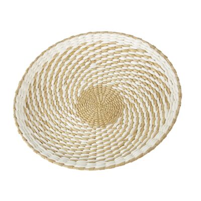 Braided wall decoration bowl, Ø 35 x 5 cm, white, 806889