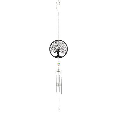 Metal hanger wind chime L.Tree, 13 x 5 x 80 cm, silver/colorful, 806988